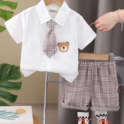 INCLUD Boys Checked Shirt with Shorts-75