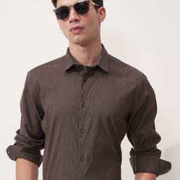 HIGHLANDER Men Slim Fit Textured Spread Collar Formal Shirt-image-47