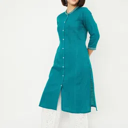 Max Thread Work Band Collar Straight Kurta-picture-39