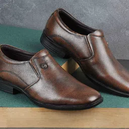 Metro Men Textured Leather Formal Slip-On Shoes-image-93