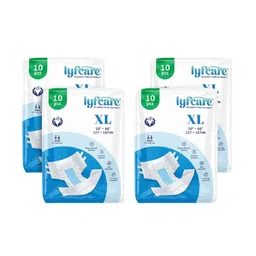 Lyfcare Unisex Set Of 4 Adult Classic Tape Diapers - XL - 10Pcs Each-0