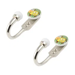 IndianShelf Silver Toned & Yellow 2 Pieces Ceramic Wall Hooks-42