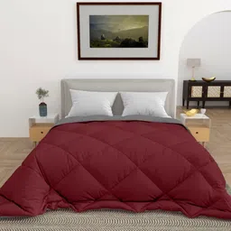 CHICERY Grey & Burgundy Microfiber AC Room Double Bed Comforter-image-95