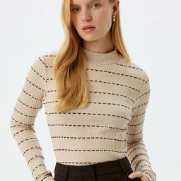Koton Women Striped Turtle Neck Long Sleeves Pullover Sweater-image-62