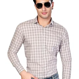 UR ETHICS Men Khaki Checked Slim Fit Premium Casual Shirts-picture-9