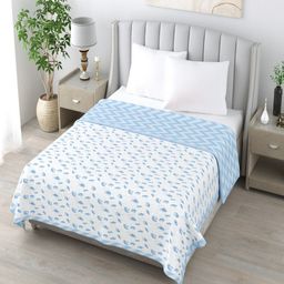 tundwal's Blue & White Floral Printed 210 GSM Pure Cotton AC Room Single Bed Dohar-image-27