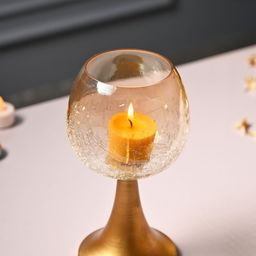 MARKET99 Gold-Toned & Transparent Candle Holder-21
