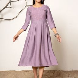 Rouhab Ethnic Motifs Embroidered Midi Dress-picture-46