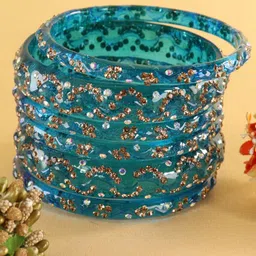 LAVAZZA Set Of 6 Crystal & Zircon-Studded Antique Bangles-58