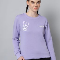 GRIFFEL Women Graphic Printed Round Neck Sweatshirt-image-2