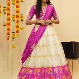 Fabcartz Embellished Semi-Stitched Lehenga & Unstitched Blouse With Dupatta-image-95