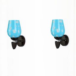 1ST TIME Pack of 2 Blue & White Glass Cylinder Shaped Wall Lamp-picture-28