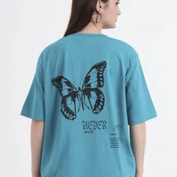 CHARMGAL Women Printed Drop-Shoulder Sleeves T-shirt-image-65