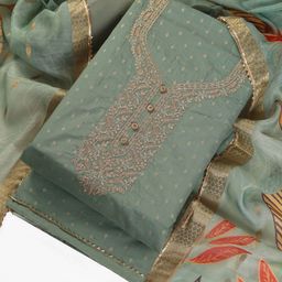 TAVAS Embroidered Chanderi Silk Unstitched Dress Material-image-59