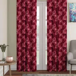 Aura Red & Maroon Floral Printed Room Darkening Door Curtain-picture-22