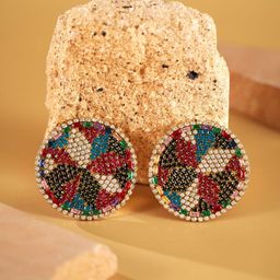 StyleCast Gold-Plated Rhinestone Studded Circular Shaped Studs-image-78