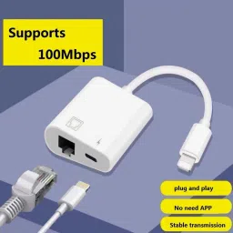 microware Lightning to Ethernet Adapter with RJ45 100Mbps and Charging for iOS12.0 above Lan Adapter image 5
