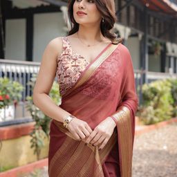 satrani Woven, Embellished Mangalagiri Chiffon Saree-picture-17