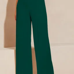 Women Regular Fit Green Lycra Blend Trousers-image-19