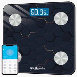 Healthgenie Smart Bluetooth Weight Machine 18 Body Composition Sync with Fitness Mobile App Weighing Scale-image-83