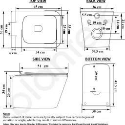 plantex Ceramic Wall Hung Commode for Toilet/Rimless Western Commode/Square Commode with Soft Closing Toilet Seat - P Trap Western Commode image 3