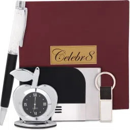 4 in 1 Gift Set with Clock, Keychain, Pen & Card Holder Pen Gift Set-22