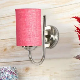 Devansh Pink Metal Traditional Cylinder Shaped Wall Lamp-image-61