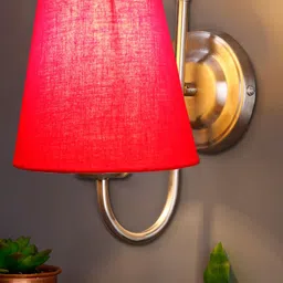 Devansh Red Fabric conical Traditional Wall Lamp-image-66
