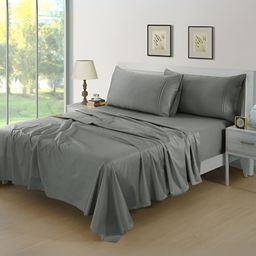 Aurave Grey 400 TC King Bedsheet With 2 Pillow Covers-image-81