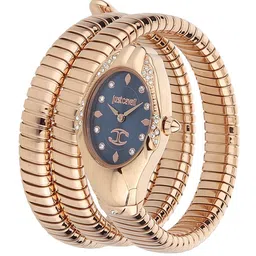 Just Cavalli Women Blue Brass Dial & Rose Gold Toned Wrap Around Straps Analogue Watch-13