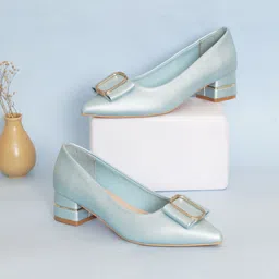 Sherrif Shoes Pointed Toe Block Pumps with Bows image 1