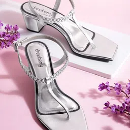 DressBerry Braided Design T-strap Block Heels-11