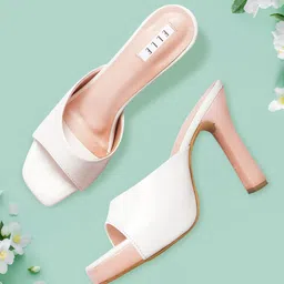 ELLE White Solid Block Heels-1