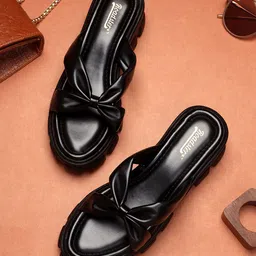 Roadster Black Open Back Platform Heels-19