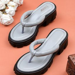 Roadster Grey Open Back Platform Heels-4