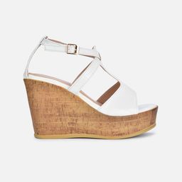 VALIOSAA White Wedge Sandals with Buckles image 3