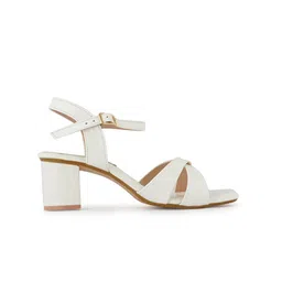 DressBerry White Open Toe Block Heels image 2