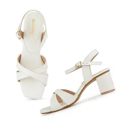 DressBerry White Open Toe Block Heels image 4