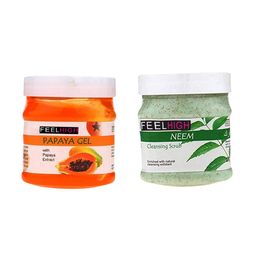 FEELHIGH Set of Papaya Gel & Neem Cleansing Scrub - 500 ml each-16