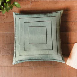 ZEBA Sea Green Geometric Square Cushion Cover-image-40