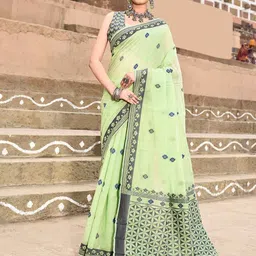 elora Ethnic Motifs Woven Design Pure Cotton Saree-picture-30