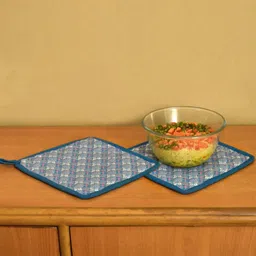 Indigifts Blue 2Pcs Printed Cotton Microwave Pot Holders-image-69
