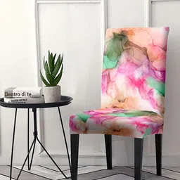 Cortina Pink & Green Abstract Printed Non-Slip Chair Cover-image-34