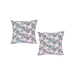 SWITCHON Green & Pink 2 Pieces Ethnic Motifs Printed Square Cotton Cushion Covers-17
