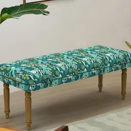 Chumbak Nawaab Bench - Tropical Ikkat Green Lounge Chair-image-64