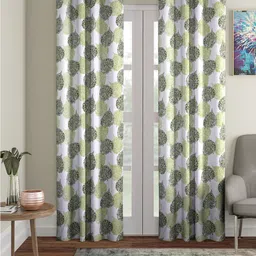 Cortina Green & White 2 Pieces Quirky Printed Door Curtains-39
