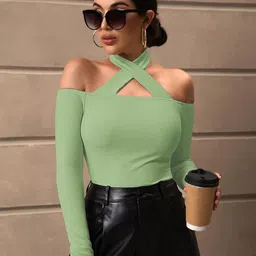 BAESD Choker Neck Cut-Outs Regular Top-image-67