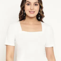 BAESD Square Neck Half Sleeve Ribbed Top-image-45