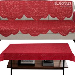 Polycotton, Lace Floral 3+1+1 Seater Sofa Cover-image-83
