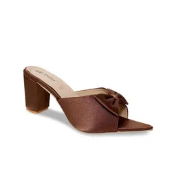 Glitzy Galz Brown Block Sandals with Bows-75